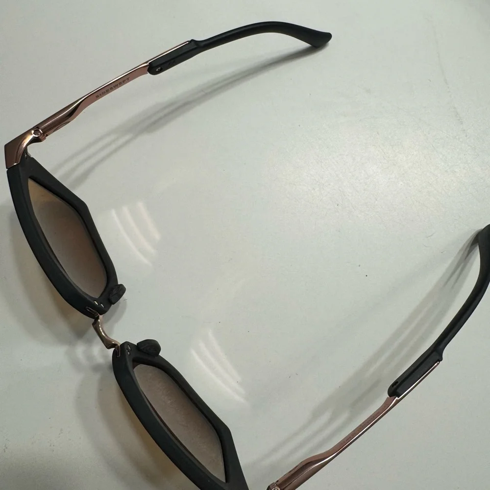 Oakley Side Swept Sunglasses — Black Frame with Rose Gold Mirrors
